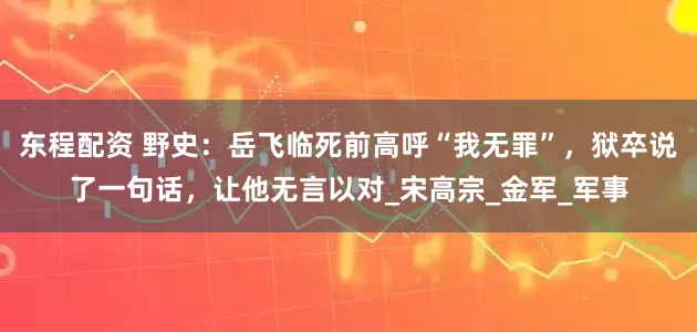 东程配资 野史：岳飞临死前高呼“我无罪”，狱卒说了一句话，让他无言以对_宋高宗_金军_军事